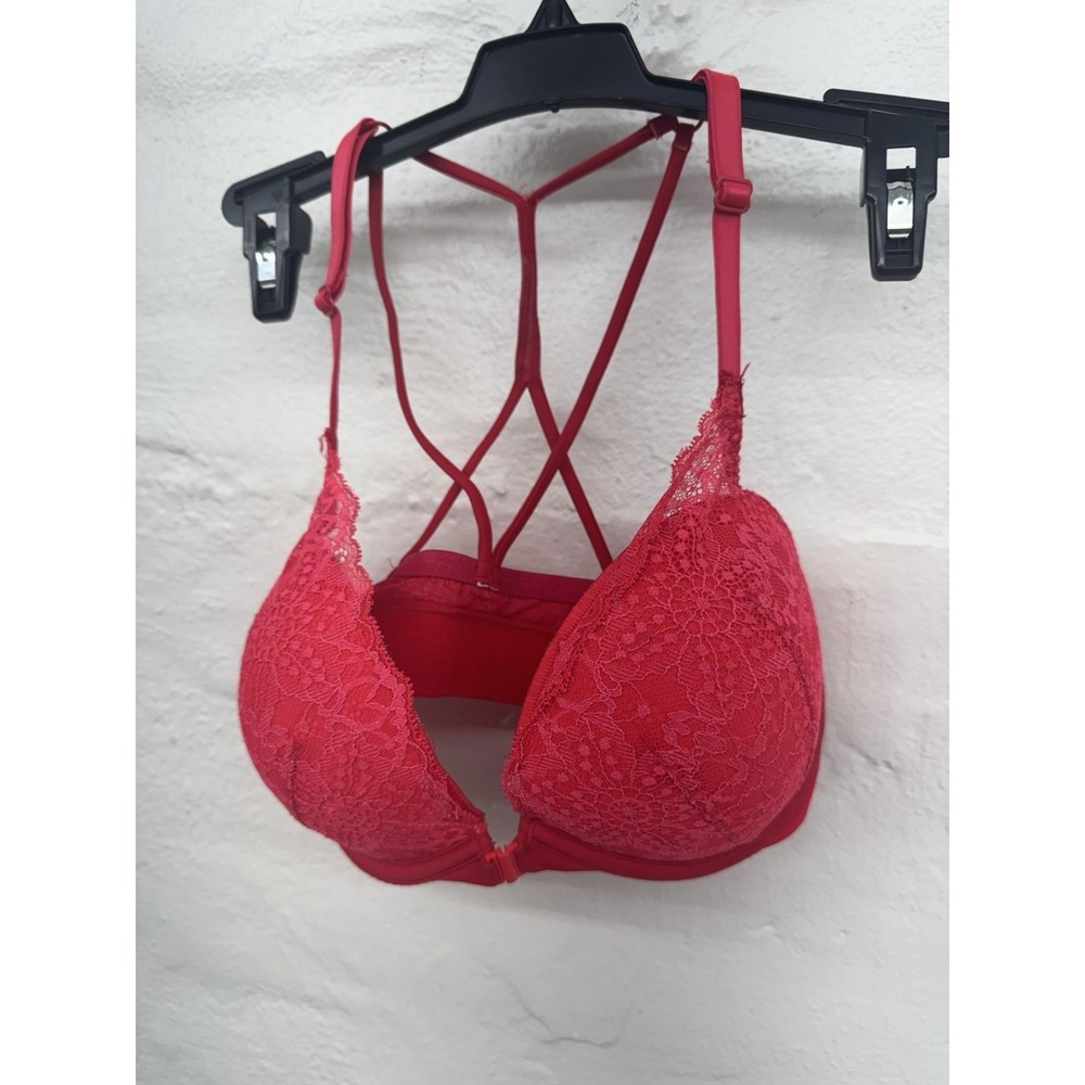 Victorias Secret PINK Push Up‎ Bra Pink Lace and Adjustable Straps- Size 32DD
